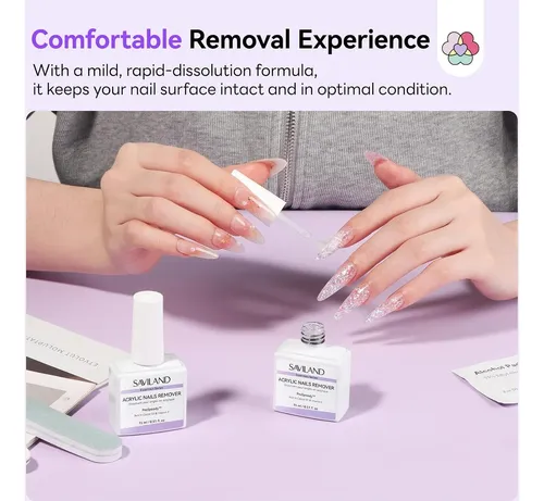 Saviland Kit Removedor Acrílico Uñas 2 Piezas Con Aceite