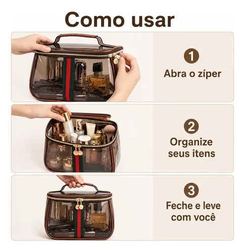 Bolsa De Maquillaje Transparente Grande Neceser De Viaje