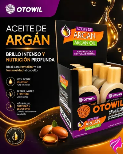 Aceite De Argan Capilar Frasco X6 Unidades X60ml Otowil