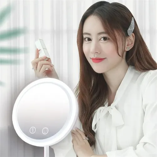 Espejo Maquillaje 3en1 Ventilador Luz Led Blanco B