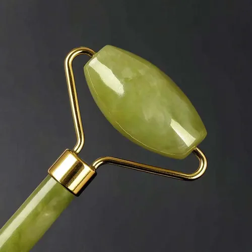 Rodillo De Jade Verde Masajeador Facial Y Cuello