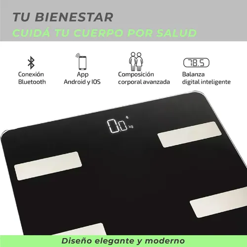 Balanza Digital Baño Mti Bluetooth Personal Corporal 180kg Color Blanco