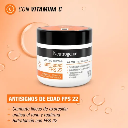 Crema Facial Neutrogena Intensiva Anti-edad Fps 22 X 100 G