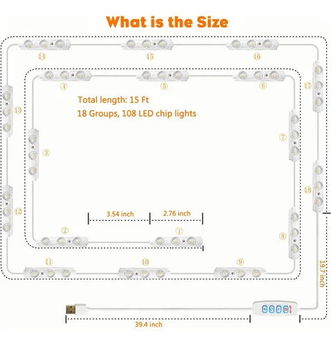 Tira Led Vanity Lights Dlomt, 3 Modos De Color, Alimentada P