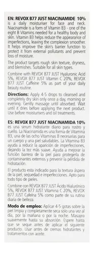 Revox B77 Suero Facial · Niacinamida 10% Hidratación Diaria