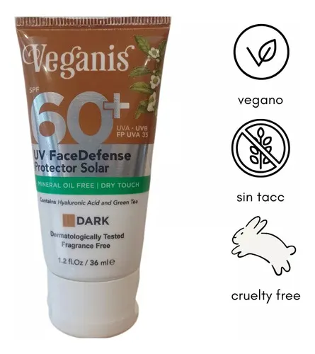 Veganis Protector Solar Facial Fps60 Tono Oscuro 36ml