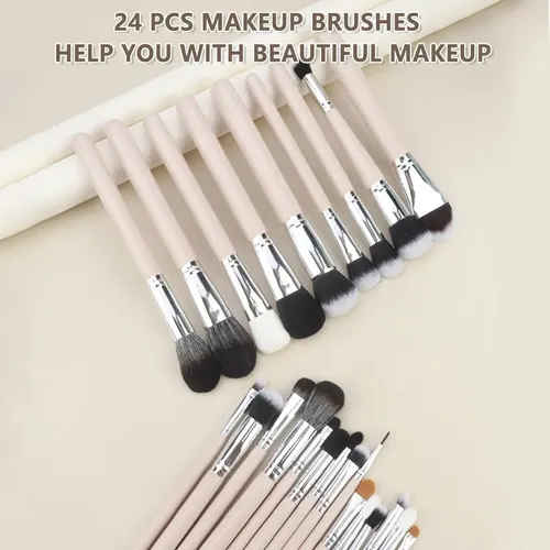 Set De 25 Herramientas De Maquillaje Rosas