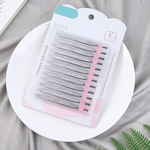 12pcs Pinzas Para Cejas Corazón Acero Inoxidable