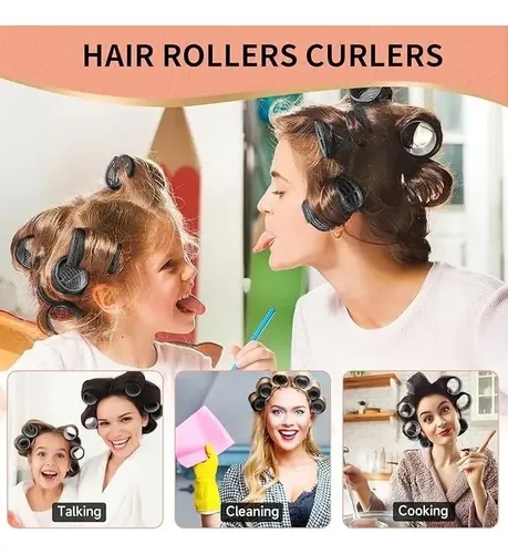 Juego De Rulos De Pelo De 49 Piezas Para Cabello Largo, Medi Negro