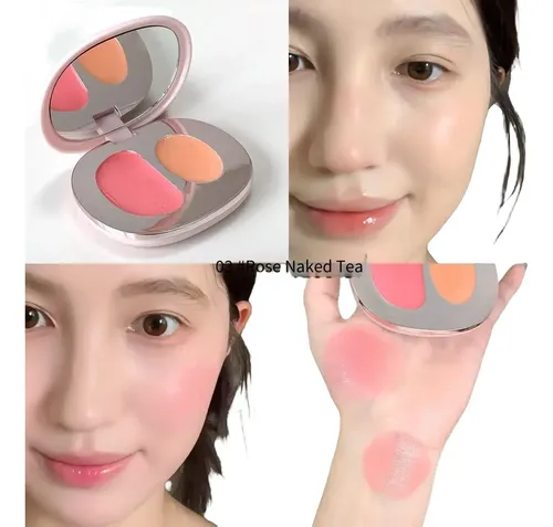 3 Piezas Rubor Crema Dos Colores Paleta Iluminador Contorno