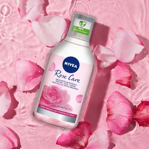 Agua micelar bifásica NIVEA Rose Care para todo tipo de piel x 400mL