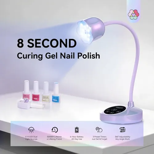 Lámpara Led Uñas Profesional Uv 30w Inalámbrica Morada