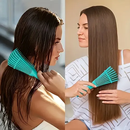 Cepillo De Cabello Para Rizado, 2 Piezas, Azul Y Morado