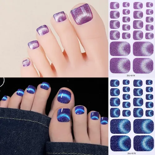 Pegatinas Uñas De Gel, 12 Unidades, Con Purpurina, Puntera,