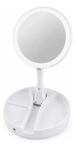 Espejo Tocador Led Doble Cara 10x Plegable Con Organizador