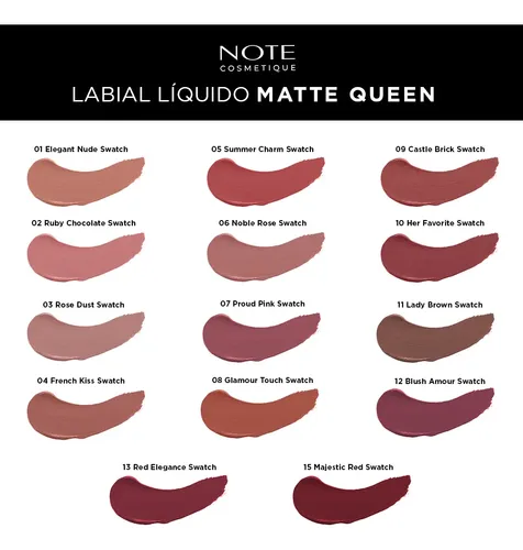 Labial Líquido Note Matte Queen Liquid Lipstick X4,5 Ml