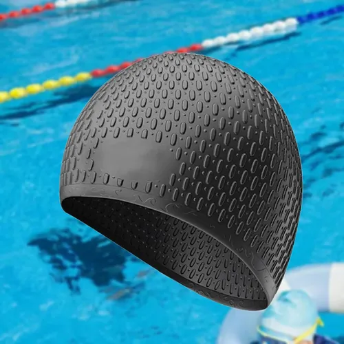 Gorro De Natación De Silicona Premium Para Hombres Y Negro