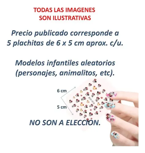 Stickers Al Agua Warer Decals 5 Motivos Infantiles Surtidos
