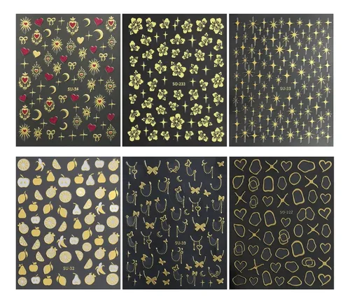 Pegatinas Doradas For Decoración De Uñas, Calcomanías, A
