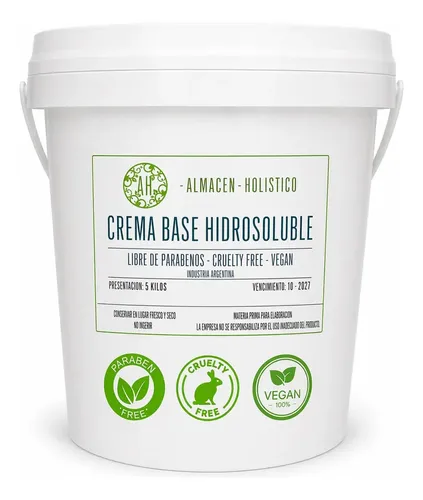 Crema Base Neutra Sin Parabenos Vegana Hidrosoluble 5 Kilos