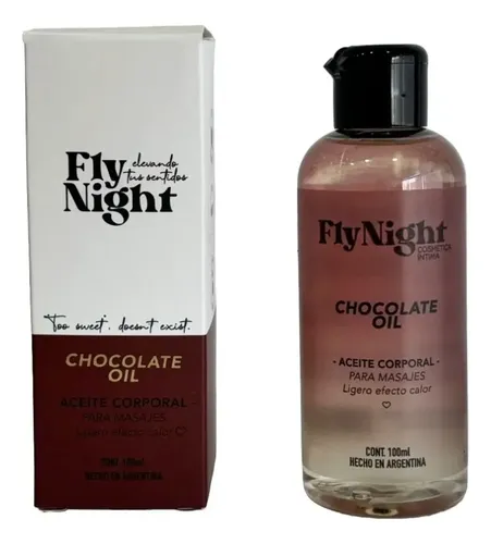 Aceite Corporal Masajes Aromas Efecto Tibio Fly Night 100ml Sabor Chocolate