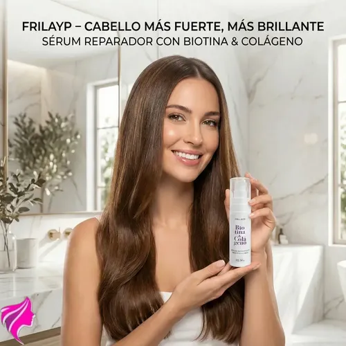 Serum Capilar Biotina y Colageno Frilayp X30ml – Resistencia y Brillo Extremo – Uso Profesional Cabellos Dañados Secos – Reparacion Suavidad Nutricion
