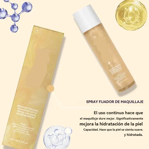 Spray Protector Hidratante Fijador Maquillaje,75ml,3unidad