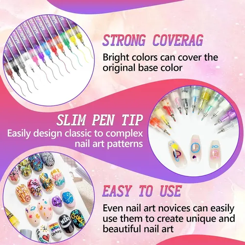 Set 12 Marcadores Para Uñas Colores Secado Rápido