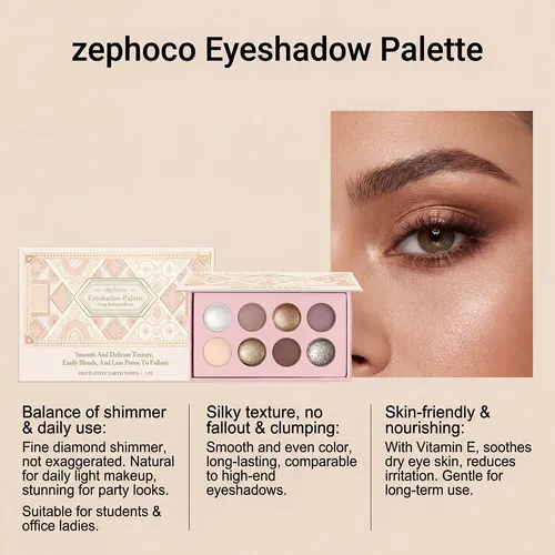 La Paleta De Maquillaje Zephoco Shimmering Eye Crea Luz Fáci