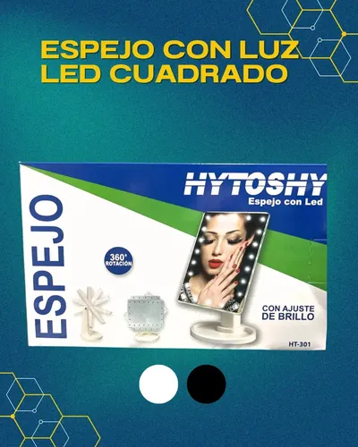 Espejo rectangular de pie Hytoshy HT-301 con luz a batería/corriente doméstica marco blanco