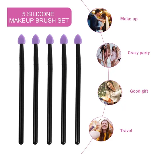 Práctico Cepillo De Silicona Para Sombra De Ojos, 5 Unidades