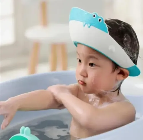Gorro Visera Sombrero De Baño Ducha Niños Bebés Cocodrilo Color Amarillo
