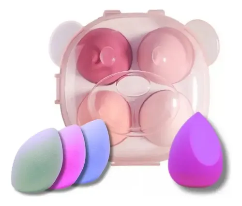 Estuche Osito Set X4 Esponjas Beauty Blender Set X4 5 Cm
