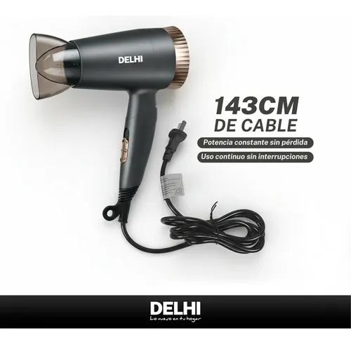 Secador De Pelo 1600w Iónico Delhi 3 Velocidades Plegable