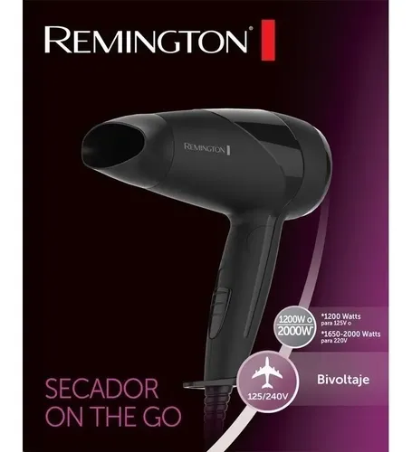 Secador Remington D1500 Pelo Cabello Viaje 2000w Bivoltaje