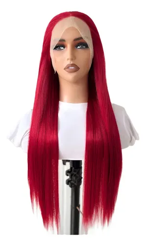 Peluca Lace Front Adiolacba Premium Símil Natural 70 Cm Tamaño De La Base Regulable Tono Rojo Fuego
