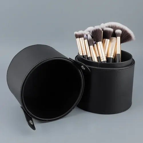 Set De 24 Brochas Negras Y Doradas Con Cubeta