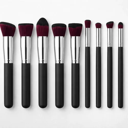 Set Brochas Pinceles Kabuki Maquillaje Fibra Dual Apto Hd