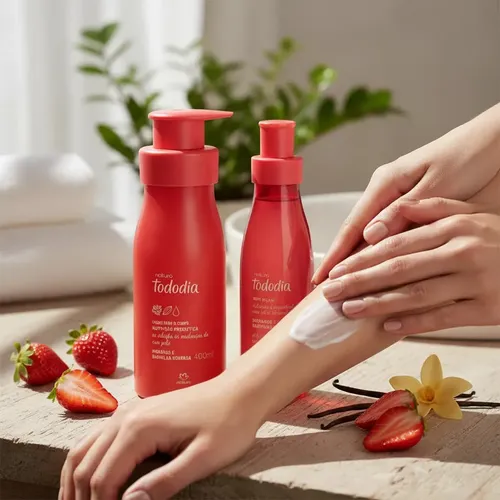 Kit Natura Tododia Fresa y Vainilla: Hidratante Corporal y Body Splash