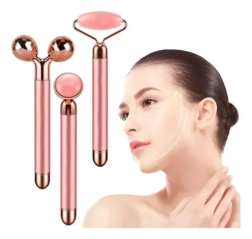 Roller Masajeador Vibrador Facial Cabezales Elasticidad Piel