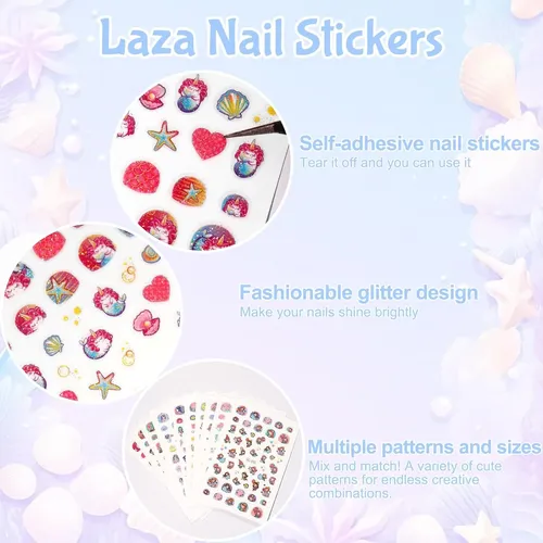 Pegatinas De Uñas Laza Para Niños De Larga Duración, 10 Hoja