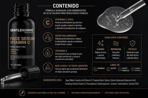 Sérum Facial Hombre Vitamina C Anti Arrugas Hidratante
