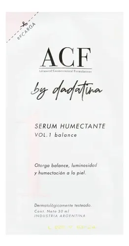 Acf By Dadatina Serum Refill Humectante Vol 1 Vegano Local