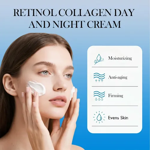 Crema Facial Con Colágeno Y Retinol, Líneas Suaves Y Finas,  Todo Tipo De Piel Día/noche