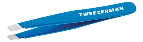 Pinzas Tweezerman Mini De Viaje Para Cejas, Color Azul