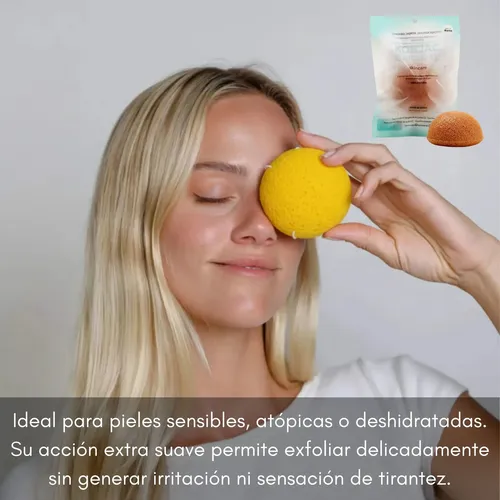 Esponja Facial Konjac Arcilla Amarilla Piel Atopica Korea
