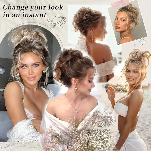 Extensión De Cabello Hmd Tousled Messy Bun, Coleta