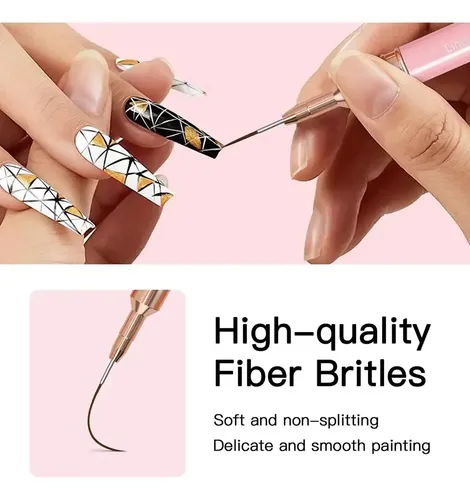 Set 5 Pinceles Nail Art Liner Detalle Uñas 5pcs -pink