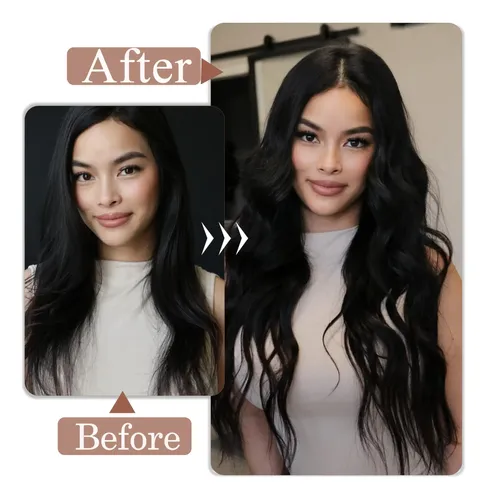 Extensiones Cabello Humano Clip In Lacio Negro 56cm 80g