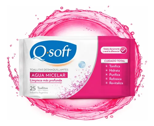 Toallitas Desmaquillantes Q-soft Agua Micelar (12 Paquetes)